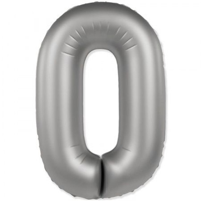 Шар (40''/102 см) Цифра SLIM Лунное серебро №0  FM 88048924 - фото 1090