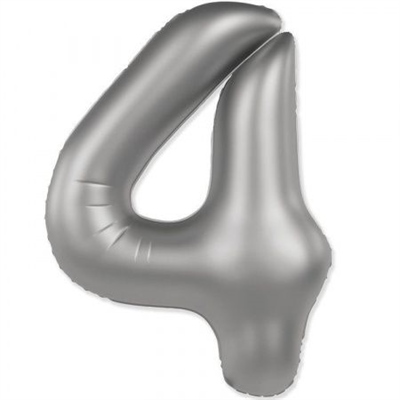 Шар (40''/102 см) Цифра SLIM Лунное серебро №4  FM 88048973 - фото 1098