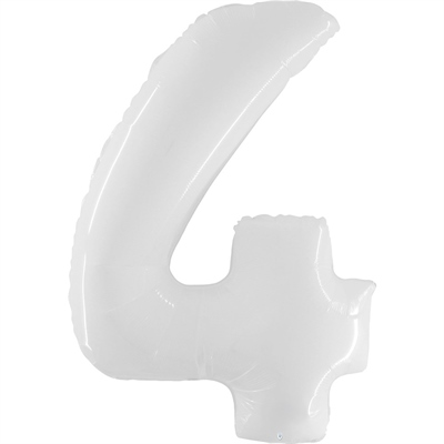 Шар (40''/102 см) Цифра Белый №4 Grabo 00021209236 - фото 1162