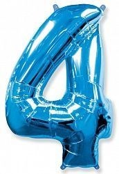 Шар (40''/102 см) Цифра Синий №4 FM 2129205 - фото 1255