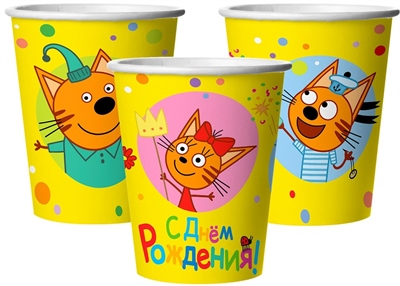 Стаканы Три Кота Яркий праздник 250мл 6шт 88048155 - фото 1553