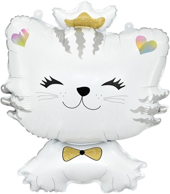 Котенок принцесса. Белый / Cat Princess White / 1 шт /, Фольгированный шар 88049611 - фото 2590