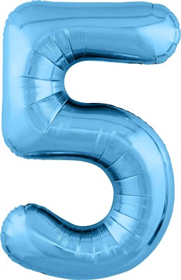 Шар (40''/102 см) Цифра Slim Голубой №5  Agura 87993571 - фото 706