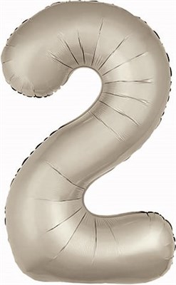 Шар (40''/102 см) Цифра Slim Кремовый Сатин №2  Agura 88022806 - фото 742