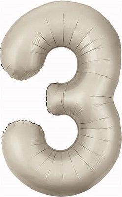 Шар (40''/102 см) Цифра Slim Кремовый Сатин №3  Agura 88022807 - фото 743