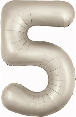 Шар (40''/102 см) Цифра Slim Кремовый Сатин №5  Agura 88022808 - фото 745
