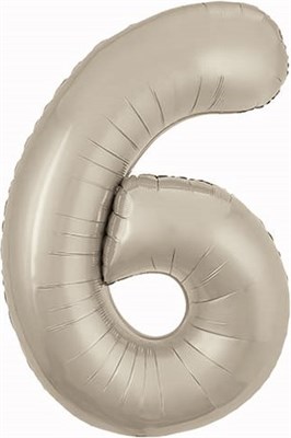 Шар (40''/102 см) Цифра Slim Кремовый Сатин №6  Agura 88022809 - фото 746