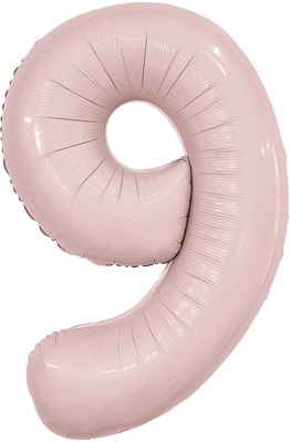 Шар (40''/102 см) Цифра Slim Пыльная роза №9  Agura 88031730 - фото 798
