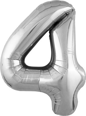 Шар (40''/102 см) Цифра Slim Серебро №4  Agura 2139734 - фото 823