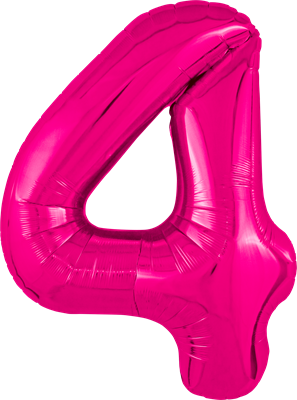 Шар (40''/102 см) Цифра Slim Фуксия Сатин №4  Agura 88026215 - фото 858