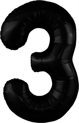 Шар (40''/102 см) Цифра Slim Черный блеск №3  Agura 88028760 - фото 870