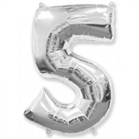 Шар (40''/102 см) Цифра Серебро №5 FM 2129236
