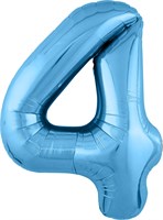 Шар (40''/102 см) Цифра Slim Голубой №4  Agura 2139791