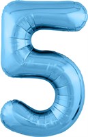 Шар (40''/102 см) Цифра Slim Голубой №5  Agura 87993571