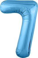 Шар (40''/102 см) Цифра Slim Голубой №7  Agura 2139781