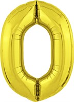 Шар (40''/102 см) Цифра Slim Золото №0  Agura 2139738