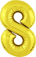 Шар (40''/102 см) Цифра Slim Золото №8  Agura 2139745