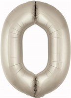Шар (40''/102 см) Цифра Slim Кремовый Сатин №0  Agura 88022465