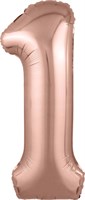 Шар (40''/102 см) Цифра Slim Розовое Золото №1  Agura 2139758