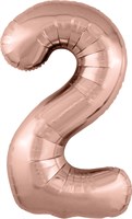 Шар (40''/102 см) Цифра Slim Розовое Золото №2  Agura 2139759