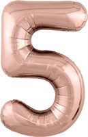 Шар (40''/102 см) Цифра Slim Розовое Золото №5  Agura 2139762