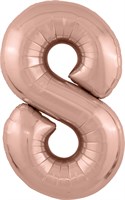 Шар (40''/102 см) Цифра Slim Розовое Золото №8  Agura 2139778
