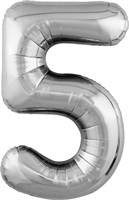Шар (40''/102 см) Цифра Slim Серебро №5  Agura 2139730