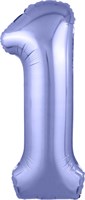 Шар (40''/102 см) Цифра Slim Сиреневый/пастельный фиолетовый/ №1  Agura 2139725