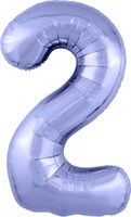 Шар (40''/102 см) Цифра Slim Сиреневый/пастельный фиолетовый/ №2  Agura 2139765