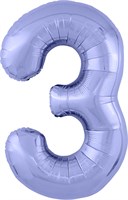 Шар (40''/102 см) Цифра Slim Сиреневый/пастельный фиолетовый/ №3  Agura 2139753