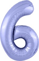 Шар (40''/102 см) Цифра Slim Сиреневый/пастельный фиолетовый/ №6  Agura 2139769