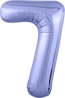 Шар (40''/102 см) Цифра Slim Сиреневый/пастельный фиолетовый/ №7  Agura 2139770