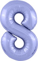 Шар (40''/102 см) Цифра Slim Сиреневый/пастельный фиолетовый/ №8  Agura 2139771