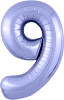 Шар (40''/102 см) Цифра Slim Сиреневый/пастельный фиолетовый/ №9  Agura 2139772