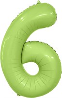 Шар (40''/102 см) Цифра Slim Фисташка Сатин №6  Agura 88026200