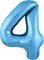 Шар (40''/102 см) Цифра Slim Голубой №4  Agura 2139791 - фото 705