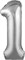 Шар (40''/102 см) Цифра Slim Серебро №1  Agura 2139722 - фото 820