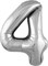Шар (40''/102 см) Цифра Slim Серебро №4  Agura 2139734 - фото 823